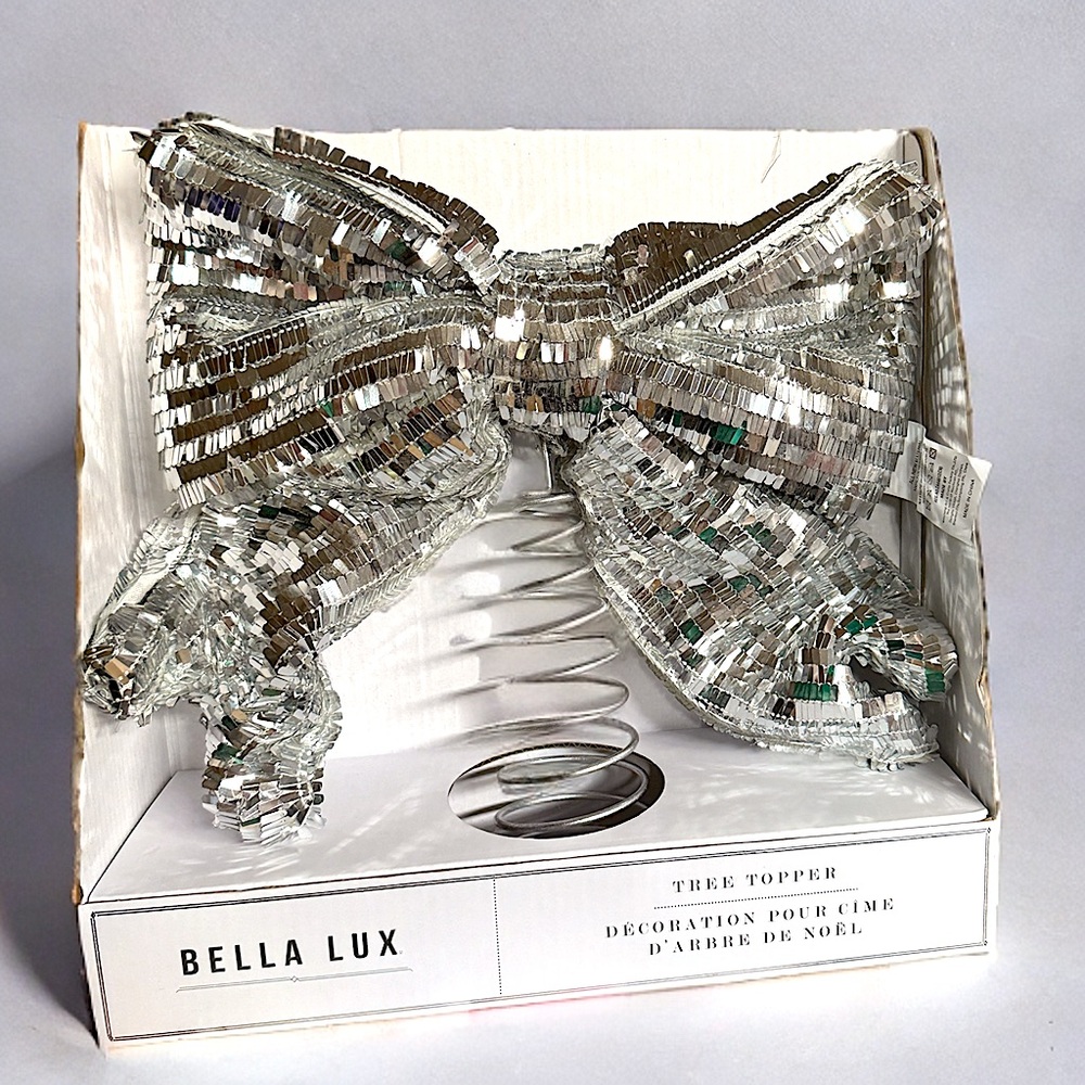Bella Lux Silver Bow Tree Topper